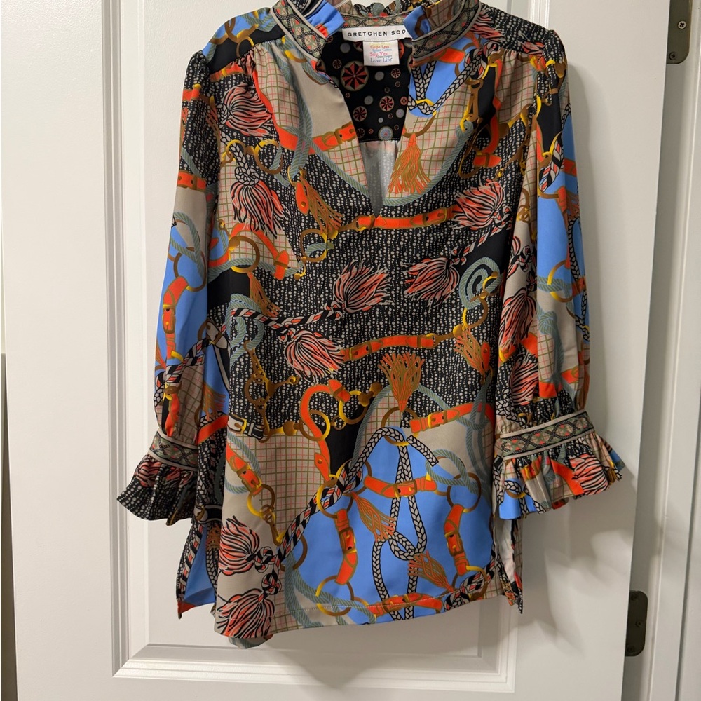 Gretchen Scott Designs Multicolor Printed V-Neck Women’s Top